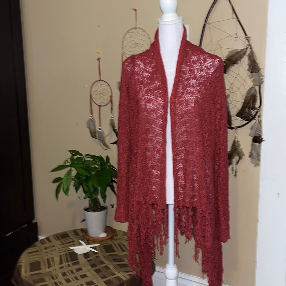 Listicle. Mystic prism. Vintage BoHo.Burgundy cover-up/shawl.